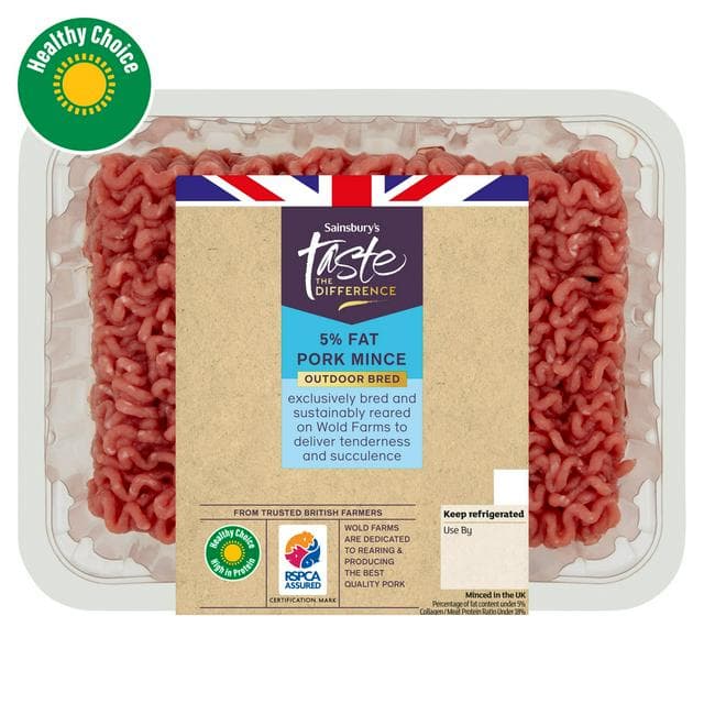 Sainsbury's 5% Fat Outdoor Bred British Pork Mince, Taste the Difference 500g - gallery image 1