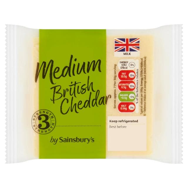 Sainsbury's Medium British Cheddar 220g - gallery image 1