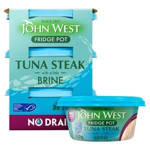 John West No Drain Fridge Pot Tuna Steak with a Little Brine 3x110g