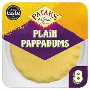 Pataks Plain Poppadoms x8