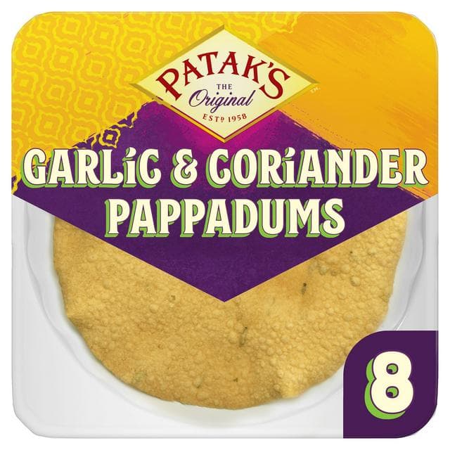 Pataks Garlic & Coriander Poppadoms x8 - gallery image 1