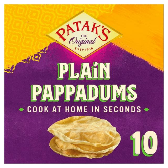 Patak's Indian 10 x Plain Cook at Home Poppadoms 100g - gallery image 1