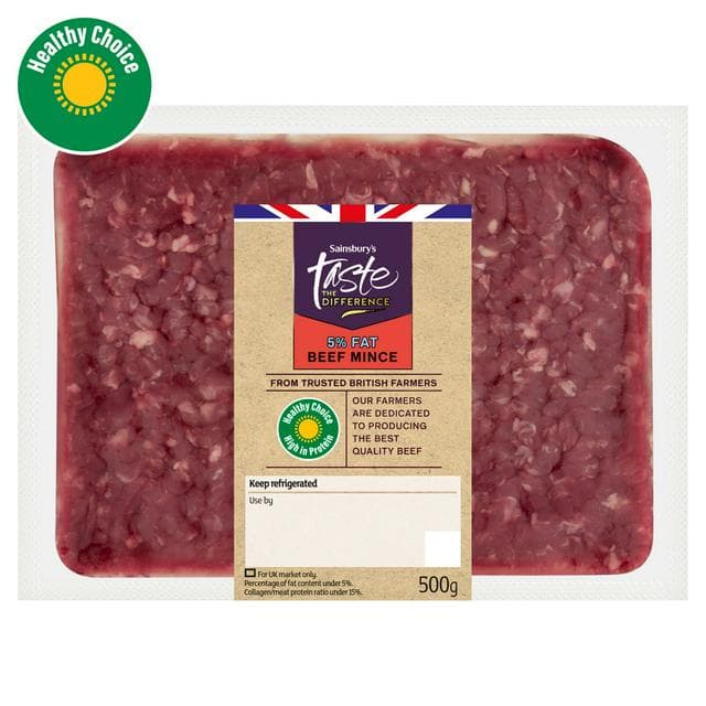 Sainsbury's British Beef Mince 5% Fat , Taste the Difference 500g - gallery image 1