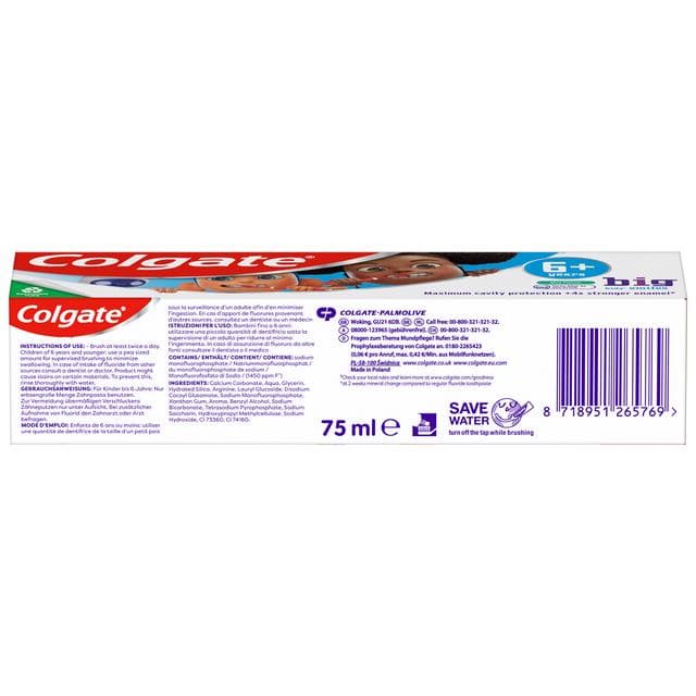 Colgate Big Kids Smiles 6+ years Mild Mint Toothpaste 75ml - gallery image 2