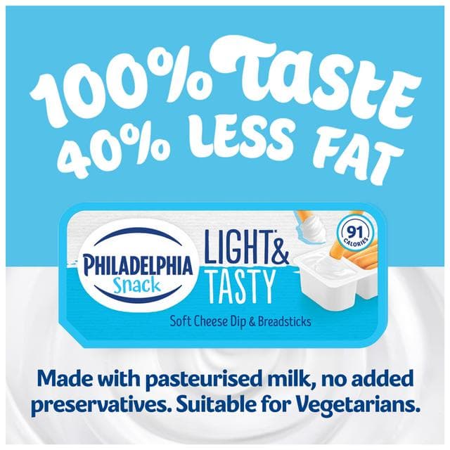 Philadelphia 3 x 42g Soft Cheese Dip Multipack Snack Breadsticks - gallery image 2