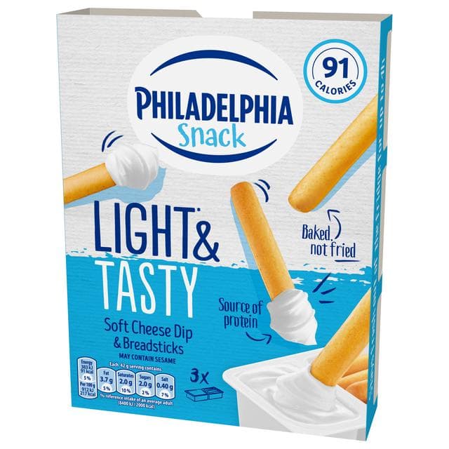 Philadelphia 3 x 42g Soft Cheese Dip Multipack Snack Breadsticks - gallery image 5