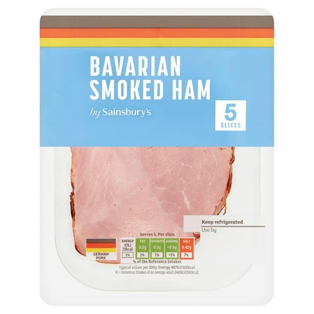 Sainsbury's German Bavarian Smoked Ham Slices x5 100g - gallery image 1