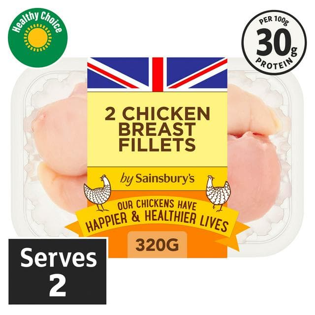 Sainsbury's 320g British Fresh Skinless & Boneless Chicken Breast Fillets - gallery image 1