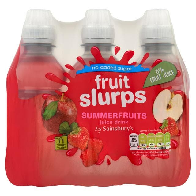 Sainsbury's No Added Sugar Fruit Slurps Summer Fruits Juice Drink 6x250ml - gallery image 1