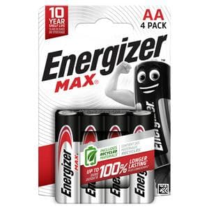 Energizer Pack of 4 Max AA Alkaline Batteries