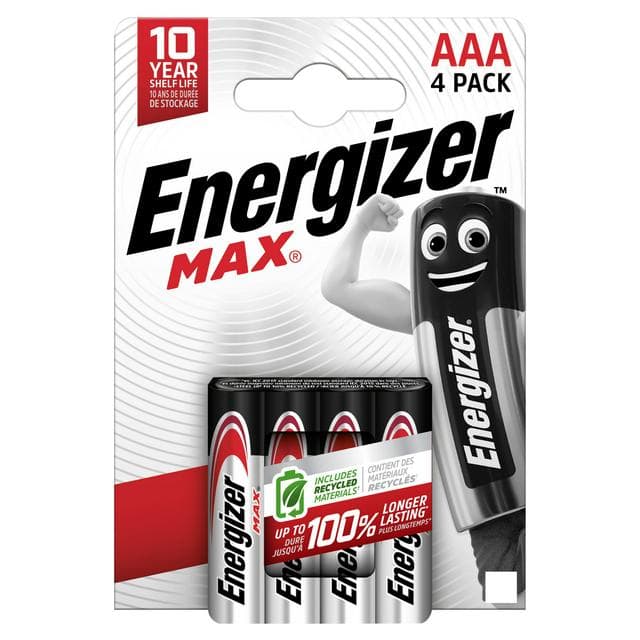 Energizer Max AAA Alkaline Batteries x4 - gallery image 1