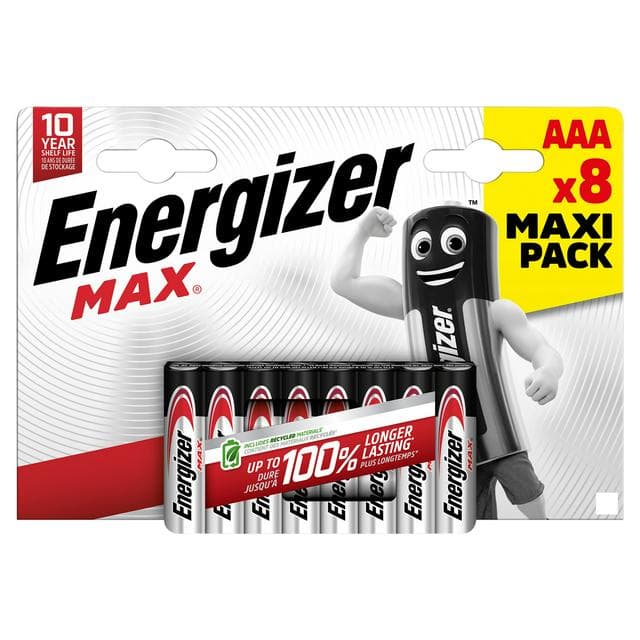 Energizer Max AAA Alkaline Batteries x8 - gallery image 1