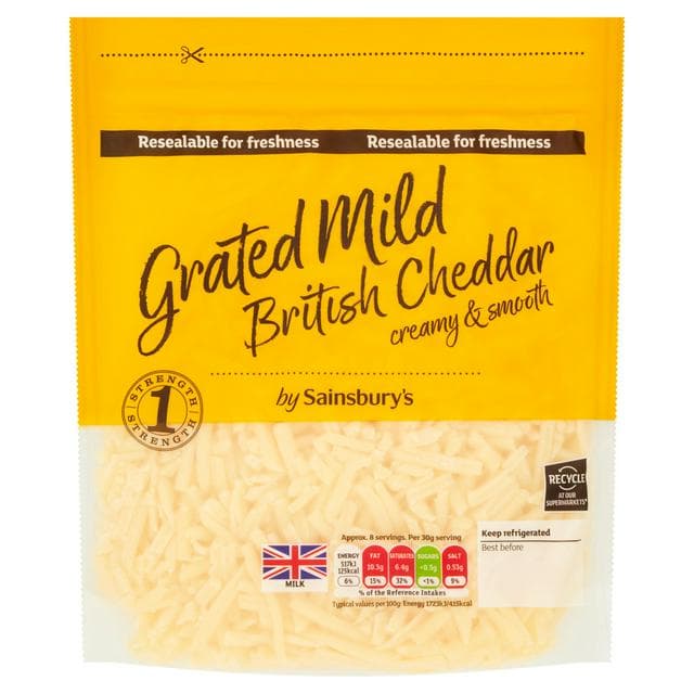 Sainsbury's Grated Mild British Cheddar 250g - gallery image 1