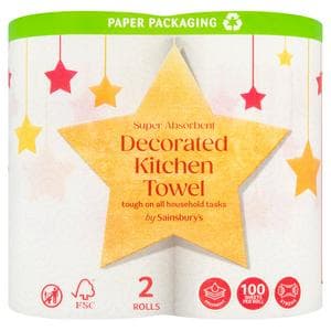 Sainsbury's 2 x Super Absorbent Decorated Kitchen Towel Rolls