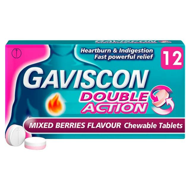 Gaviscon Double Action Heartburn & Indigestion Mixed Berries Flavour Tablets x12 - gallery image 1