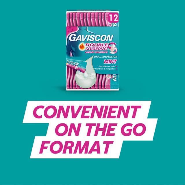 Gaviscon Double Action Heartburn & Indigestion Mint Flavour Sachets 24x10ml - gallery image 4