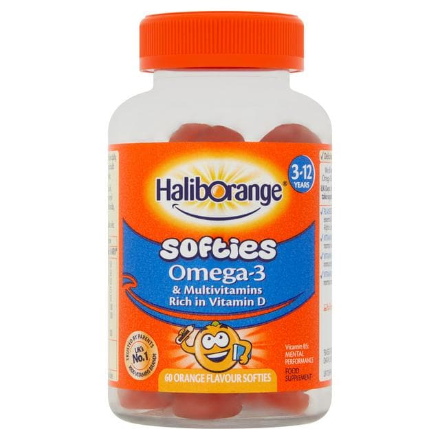 Haliborange Omega 3 & Multivitamins Orange Flavoured Softies, 3-12 Years x60 - gallery image 1