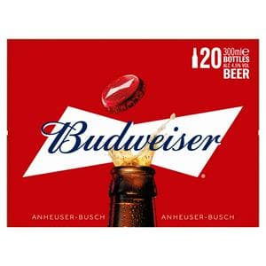 Budweiser 20 x 300ml Lager Beer Bottles