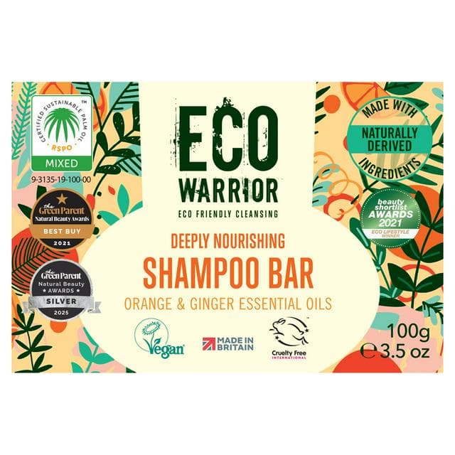 Eco Warrior Deeply Nourishing Shampoo Bar Orange & Ginger Essential Oils 100g - gallery image 1