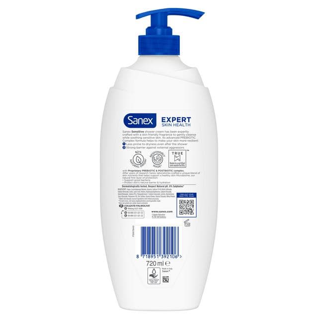 Sanex Expert Skin Health Sensitive Shower Gel Body Wash Pump 720ml - gallery image 2