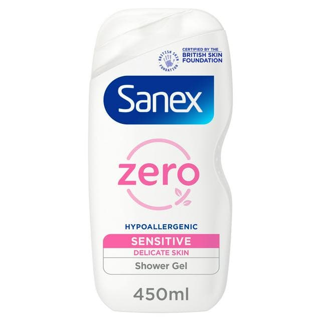 Sanex Zero% Sensitive Skin Shower Gel Body Wash 450ml - gallery image 1