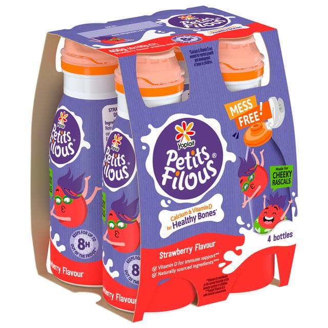 Petits Filous Kids Strawberry Yoghurt Drink 4x100g - gallery image 2