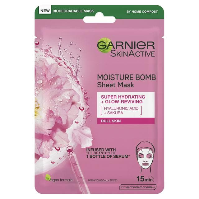 Garnier Moisture Bomb Sakura Hydrating Face Sheet Mask Dull Skin 28g - gallery image 1
