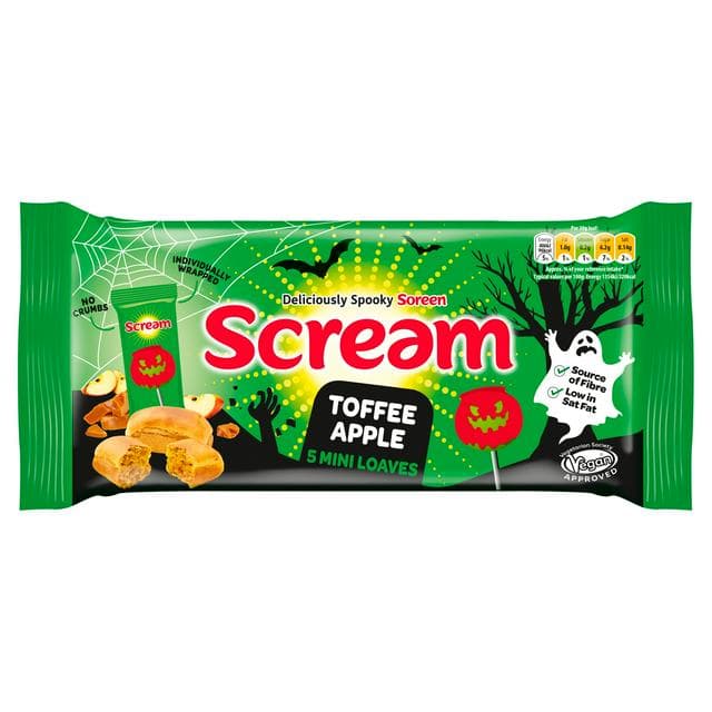Soreen Scream 5 x 30g Toffee Apple Mini Loaves Halloween Snack Bars - gallery image 1