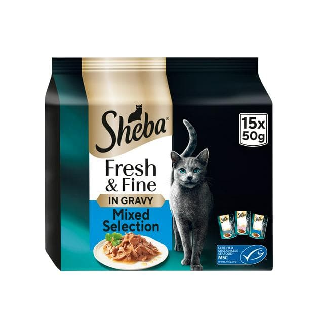 Sheba Fresh Choice 15 x Fish in Gravy Wet Cat Food Pouches 50g - gallery image 1