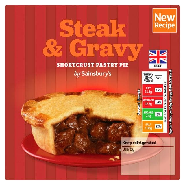 Sainsbury's Steak & Gravy Shortcrust Pastry Pie 200g - gallery image 1