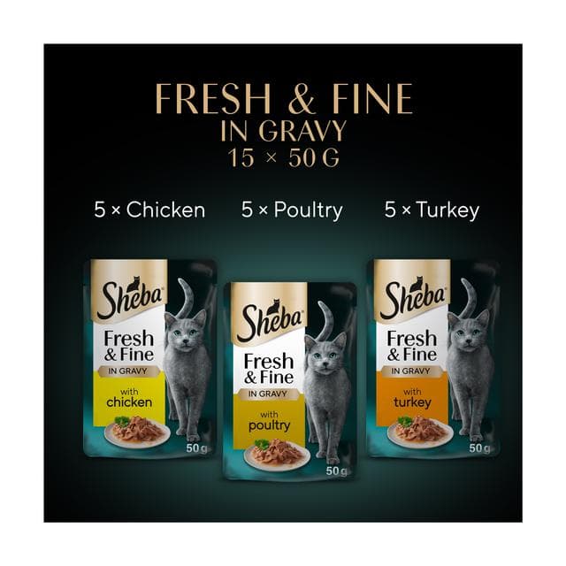 Sheba Fresh & Fine Poultry in Gravy Adult Wet Cat Food Pouches 15 x 50g - gallery image 5