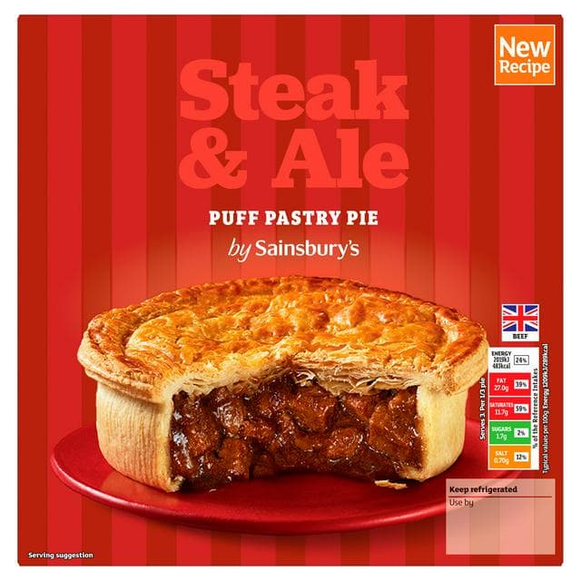 Sainsbury's Steak & Ale Puff Pastry Pie 500g - gallery image 1