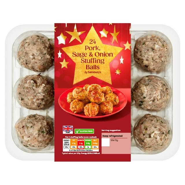 Sainsbury's 24 x Pork Sage & Onion Stuffing Balls 720g - gallery image 1