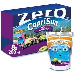 Capri Sun 8 x 200ml Zero Apple and Blackcurrant Kids Juice Drink