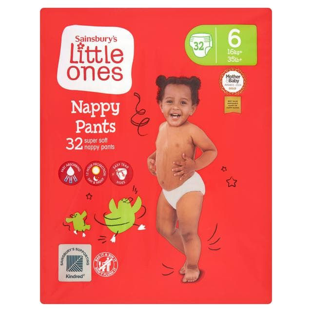 Sainsbury's Little Ones Size 6, 16kg+ Nappy Pants x32 - gallery image 1