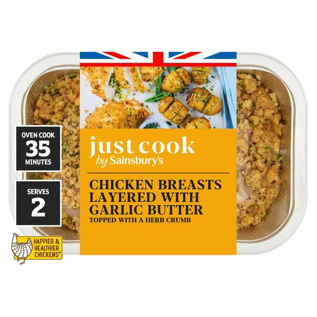 Sainsbury's Just Cook Chicken Breasts Layered with Garlic Butter 370g - gallery image 1