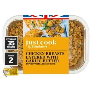 Sainsbury's Just Cook Chicken Breasts Layered with Garlic Butter 370g