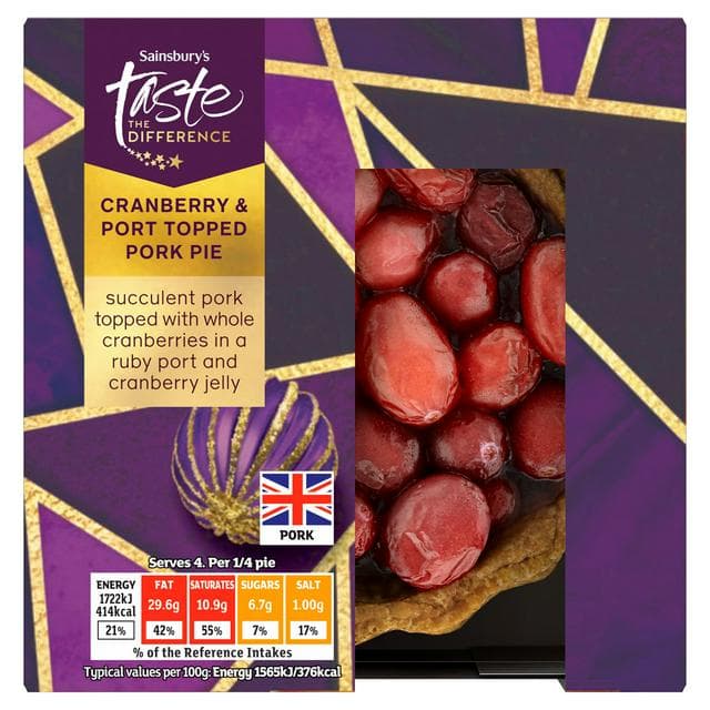 Sainsbury's 440g Cranberry & Port Pork Pie, Taste the Difference - gallery image 1