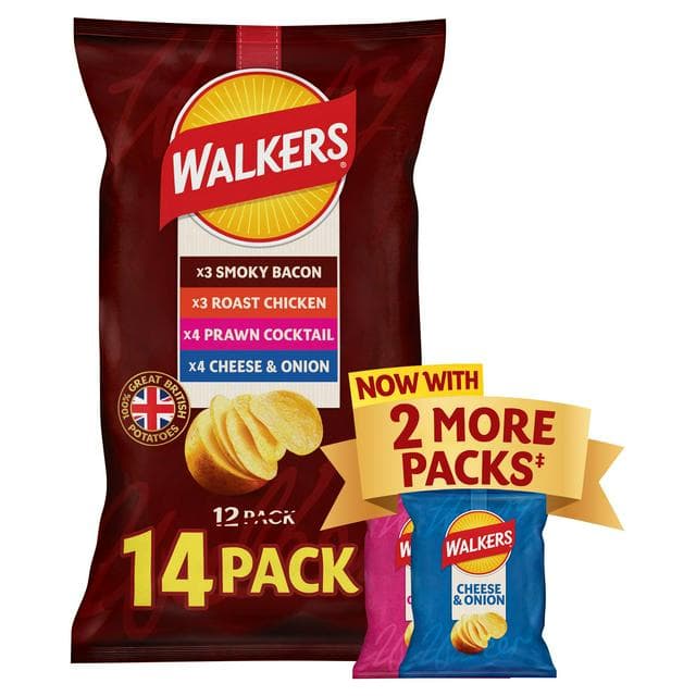Walkers 14 x 25g Meaty Variety Multipack Crisps - gallery image 1