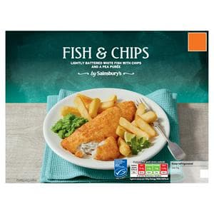 Sainsbury's Pub Classics Beer Battered Fish & Chips with a Pea Puree 450g