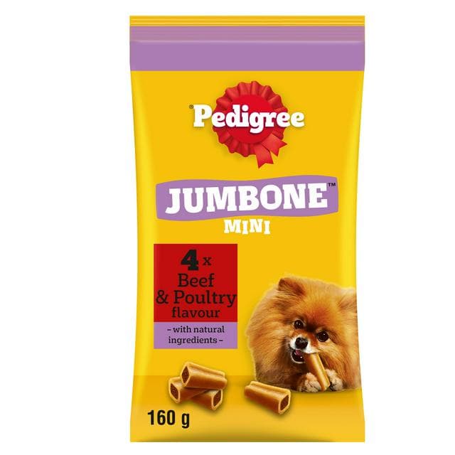 Pedigree Jumbone Mini Adult Small Dog Treats Beef & Poultry Chews x4 160g - gallery image 1