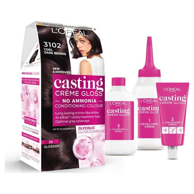 L'Oreal Paris Casting Creme Gloss Natural Permanent Hair Dye Cool Dark Brown 3102 - gallery image 1