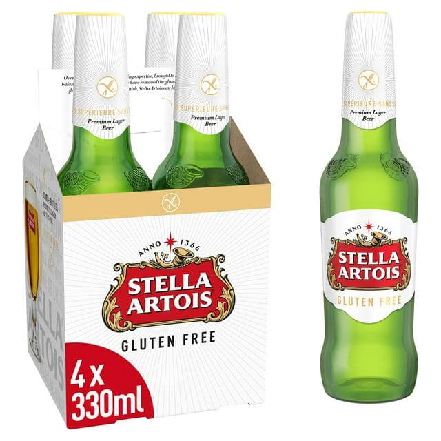 Stella Artois Gluten Free Premium Lager Beer Bottles 4x330ml - gallery image 1