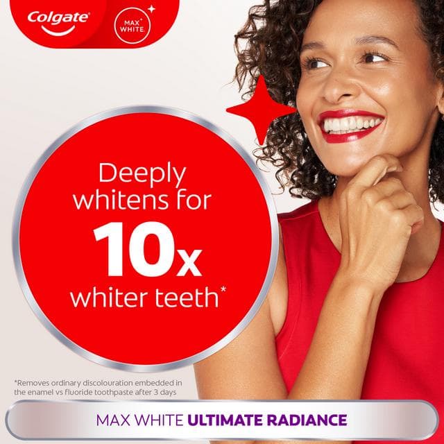Colgate Max White Ultimate Radiance Teeth Whitening Toothpaste 75ml - gallery image 2