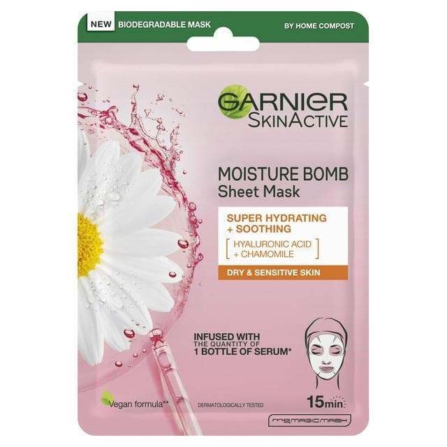 Garnier Moisture Bomb Camomile Hydrating Face Sheet Mask for Dry and Sensitive Skin 32g - gallery image 1