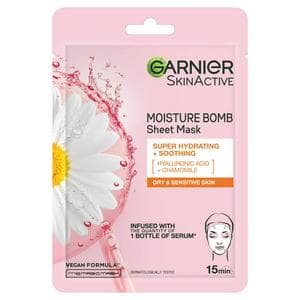 Garnier Moisture Bomb Camomile Hydrating Face Sheet Mask for Dry and Sensitive Skin 32g