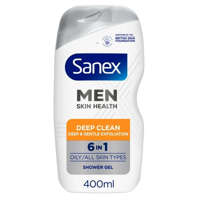 Sanex 400ml Men Skin Health Deep Clean Shower Gel - gallery image 1