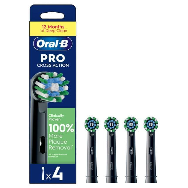 Oral-B CrossAction Black Replacement Electric Toothbrush Heads x4 - gallery image 1