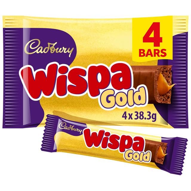 Cadbury Wispa 4 x 38.3g Multipack Gold Chocolate Bar - gallery image 1
