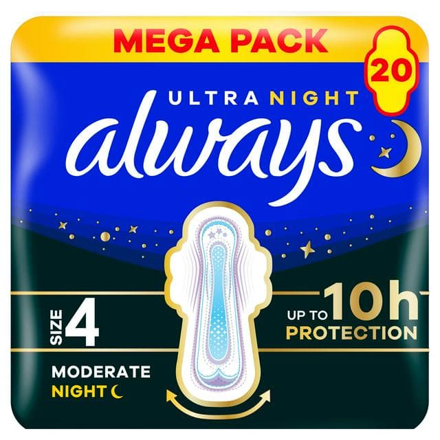 Always Ultra Sanitary Towels Secure Night with Wings, Size 4 x20 - gallery image 1